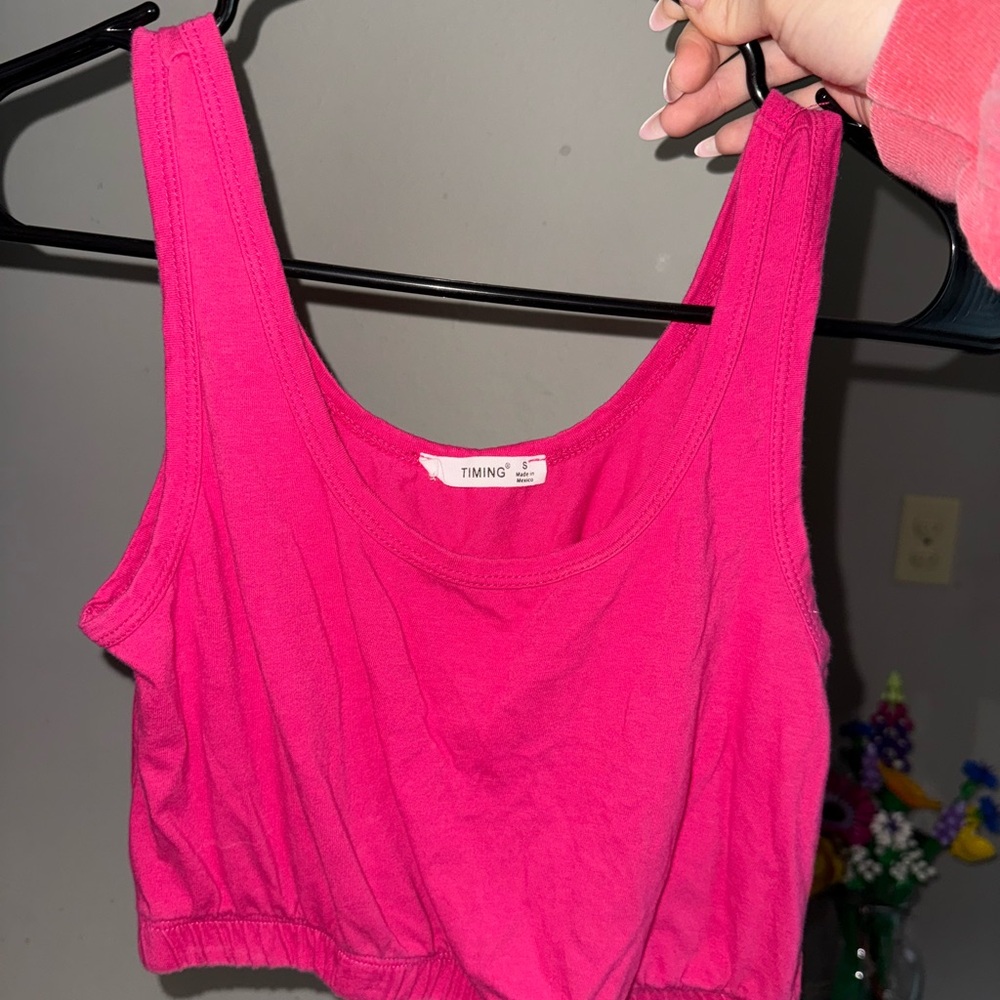 Timing Pink Sleeveless Crop Tank Top